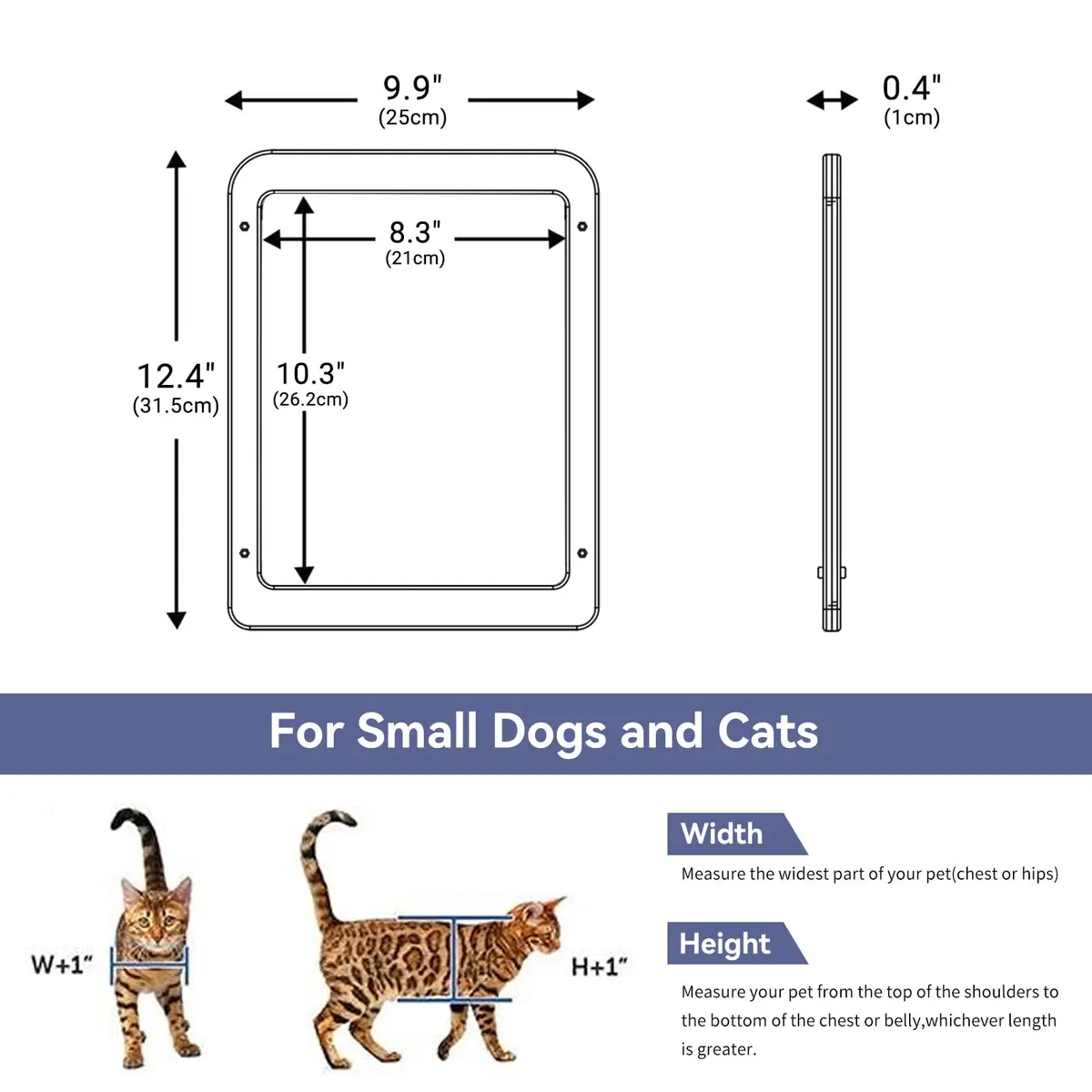 NAMSAN Black Pet Door for Sliding Doors 25.7cm (10.2in) x 31.9cm (12.6in) | Magnetic Closure Screen Door for Cats and Small Dogs - view 6
