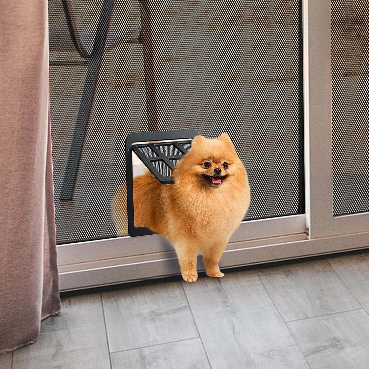 NAMSAN Black Pet Door for Sliding Doors 25.7cm (10.2in) x 31.9cm (12.6in) | Magnetic Closure Screen Door for Cats and Small Dogs - view 7