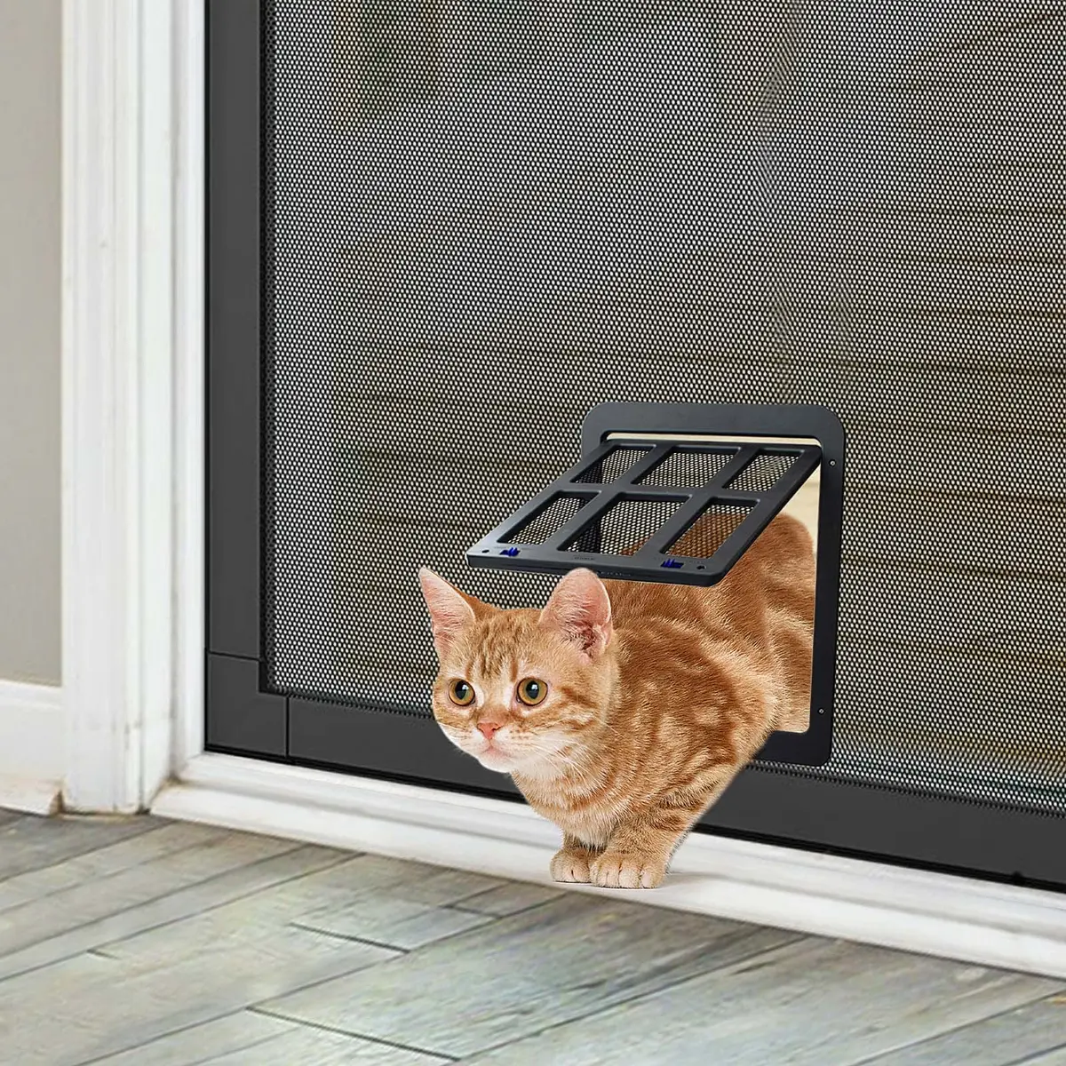 NAMSAN Black Pet Door for Sliding Doors 25.7cm (10.2in) x 31.9cm (12.6in) | Magnetic Closure Screen Door for Cats and Small Dogs - view 8
