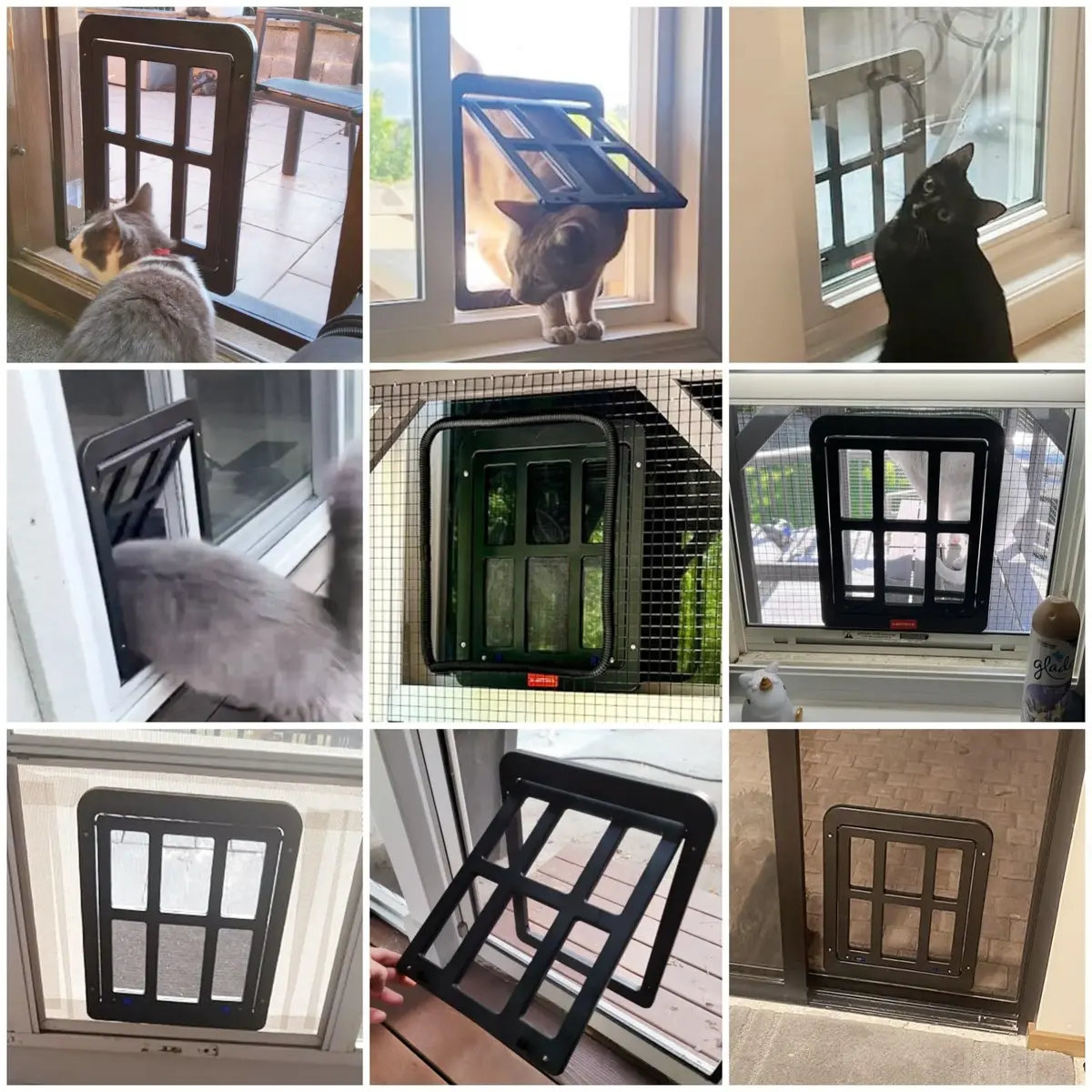 NAMSAN Black Pet Door for Sliding Doors 25.7cm (10.2in) x 31.9cm (12.6in) | Magnetic Closure Screen Door for Cats and Small Dogs - view 2