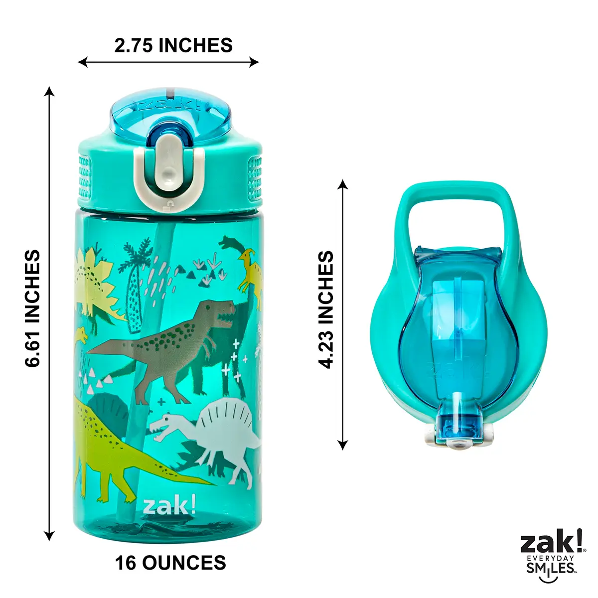 Zak Designs Dinosaur 16oz Leak-Proof Kids Water Bottle, Plastic | BPA-Free, Durable & Fun - view 6