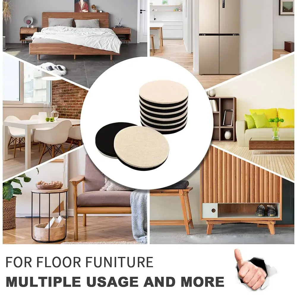 COVERCORNER Felt Furniture Sliders for Hardwood Floors 16 PCS, 3 1/2" (8.89 cm) | Move Heavy Furniture Easily - view 4