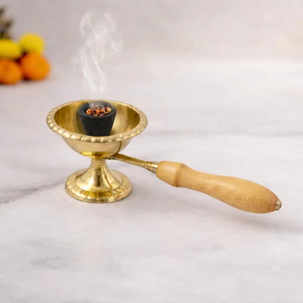 Spillbox Brass Kapoor | Karpoor Diya Deepam Burner for Dhoop Puja | 14.1 cm | Golden - main product image