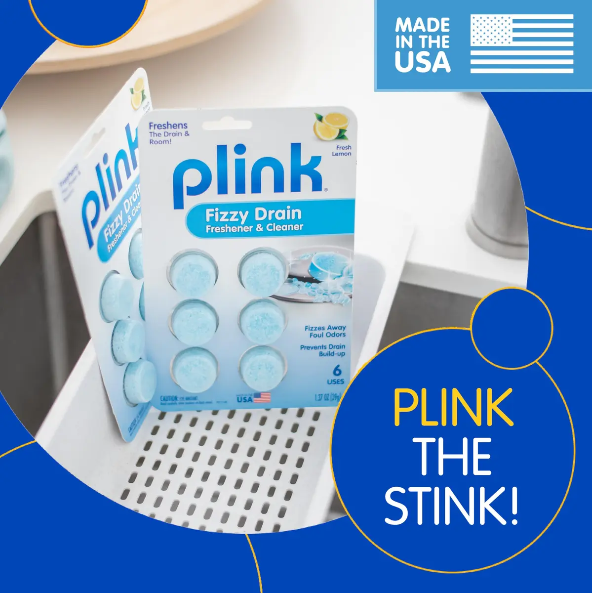 Plink Fizzy Drain Cleaner & Deodorizer Tablets, Lemon Freshener, 18 Count | Fizzing & Freshening Drain Odors - view 7