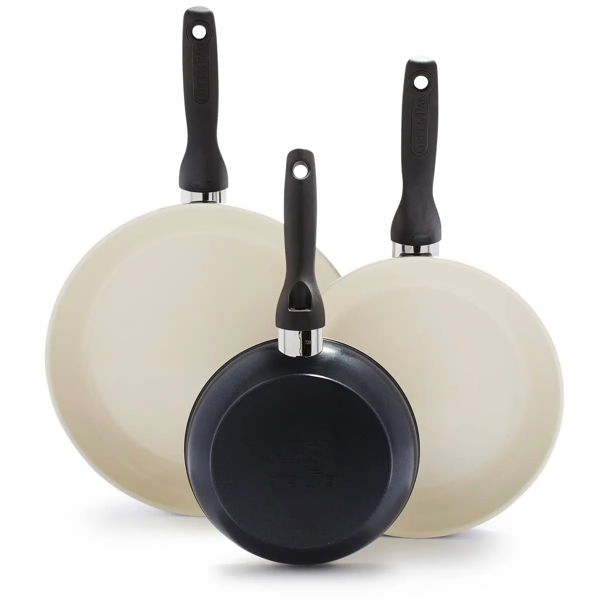 GreenPan Rio 7" 9.5" and 11" Frying Pan Skillet Set | PFAS-Free Ceramic Nonstick, Black - main product image