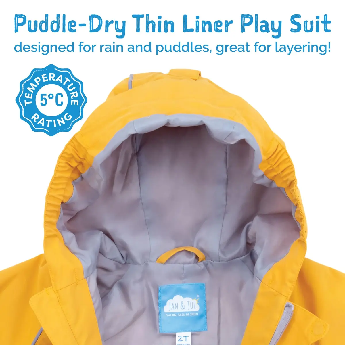 JAN & JUL Puddle-Dry Rain Play Suit Toddler 2T (10000mm Waterproof, 5000g Breathable) | Lightweight Coverall for Indian Monsoons - view 5