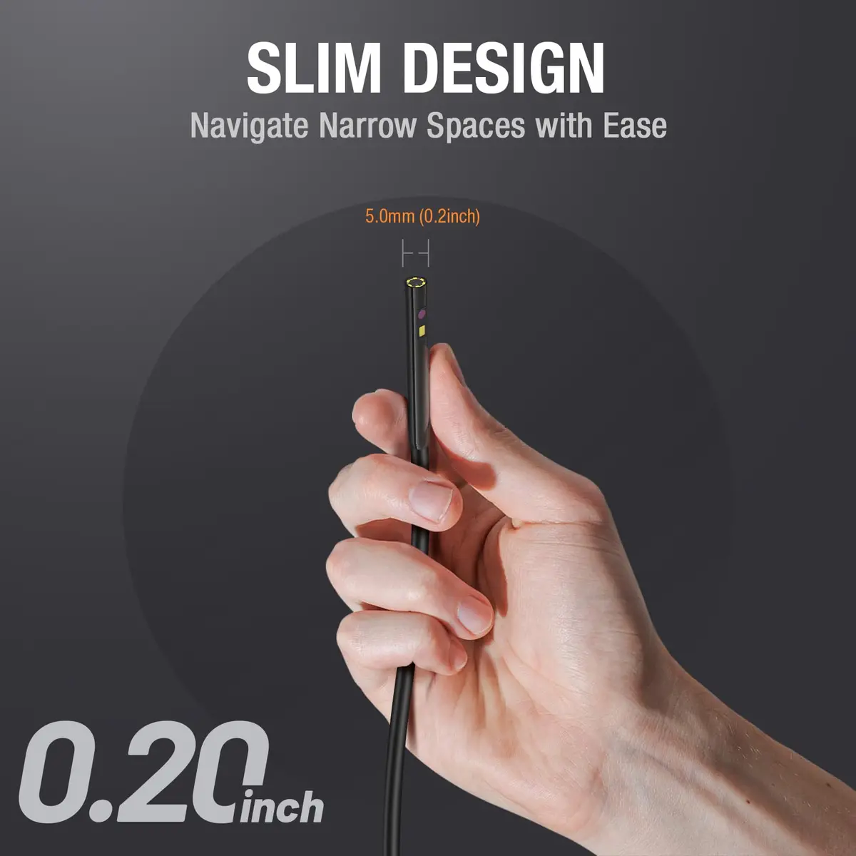 Teslong 5FT Dual Lens Probe 5mm/0.2inch Diameter Semi-Rigid Cable for MS450 Inspection Camera - view 3