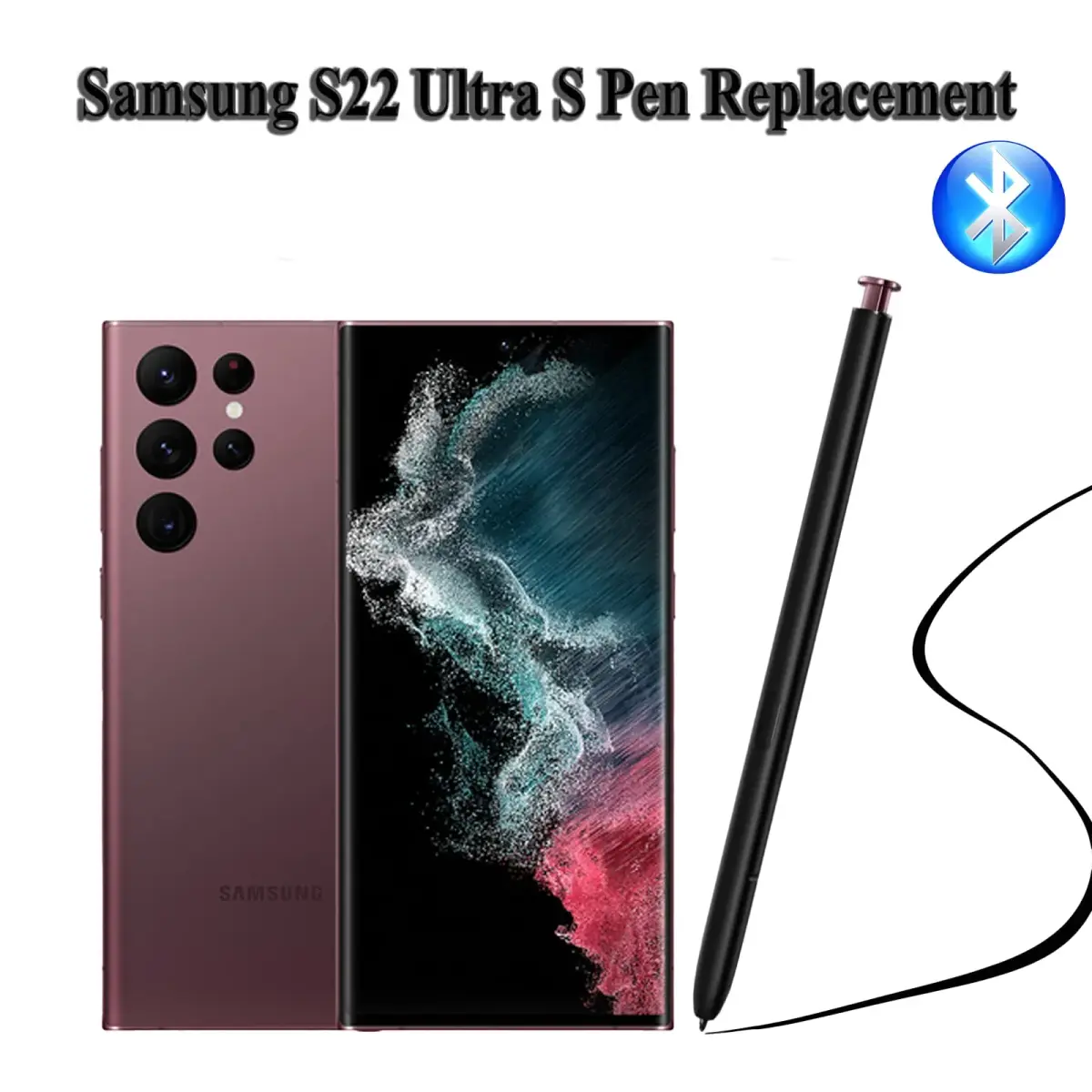 Alovexiong Replacement S Pen for Samsung Galaxy S22 Ultra 5G Stylus with Bluetooth | Burgundy, 2cm (0.8in) - view 2
