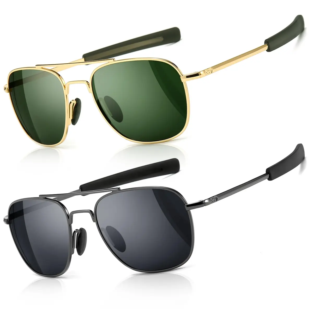 SUNGAIT Men's Military Style Polarized Pilot Aviator Sunglasses Bayonet Temples 55mm | HD Polarized Lens - main product image