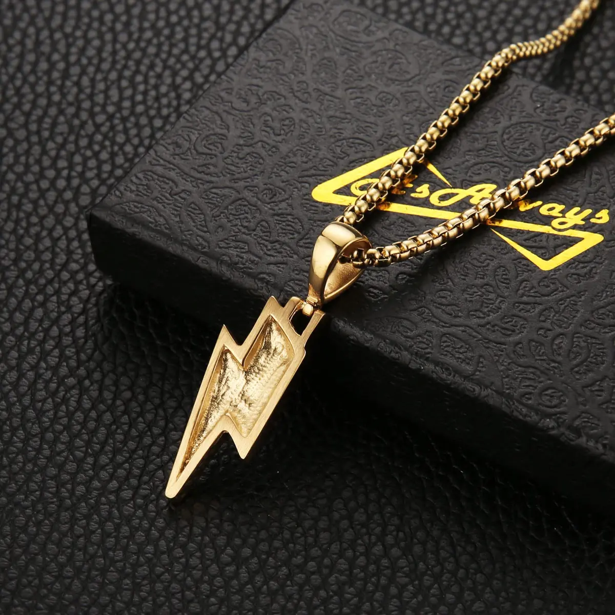 AsAlways Lightning Bolt Necklace for Men, 22"+2" Rolo Chain | Strength & Power Accessory - view 6