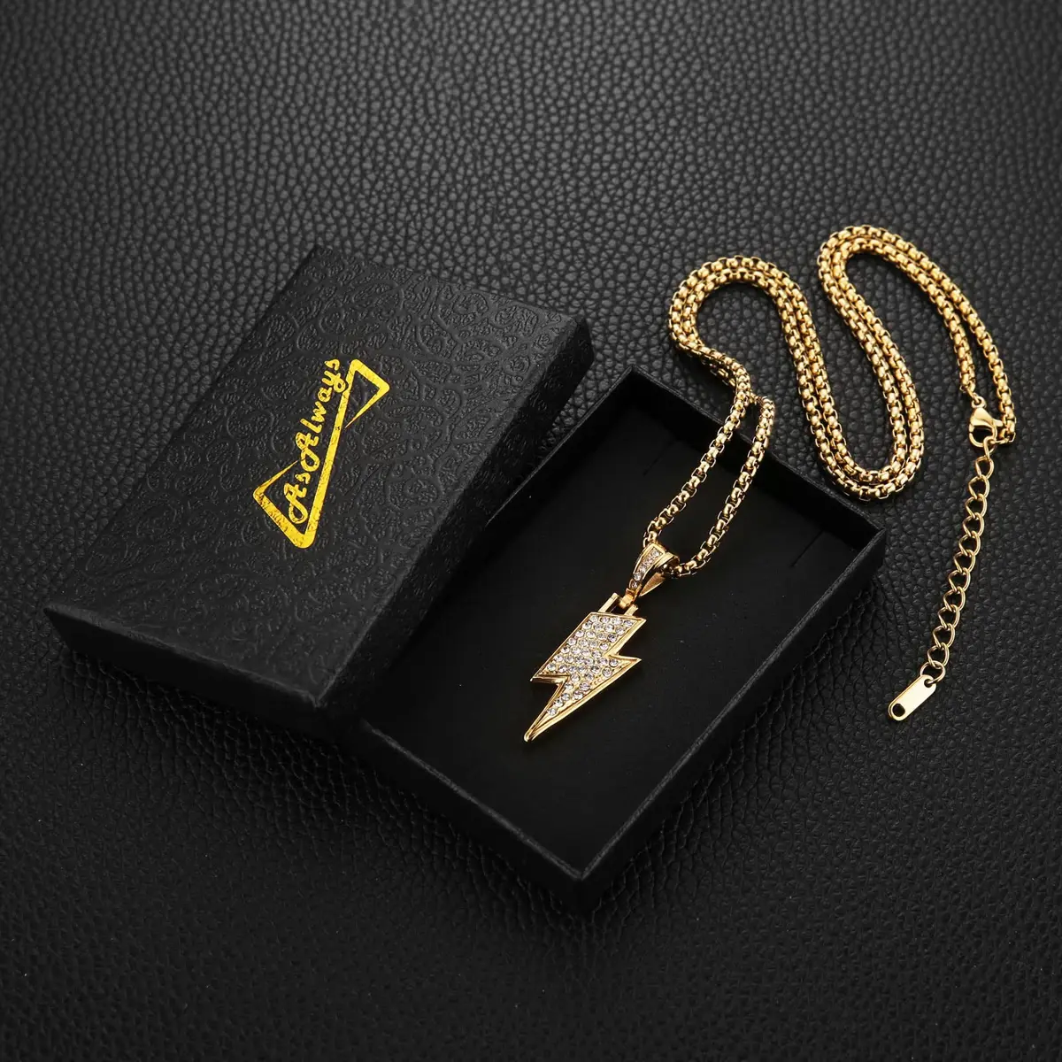 AsAlways Lightning Bolt Necklace for Men, 22"+2" Rolo Chain | Strength & Power Accessory - view 7