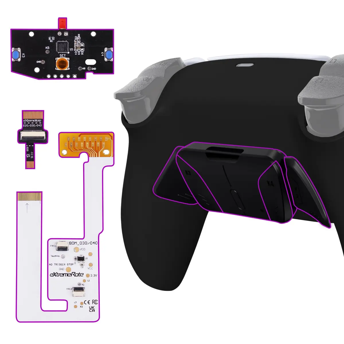 eXtremeRate Back Paddles Programable RISE4 V4 Remap Kit for PS5 Controller BDM-030 040 050 060 | Professional eSports Upgrade - main product image