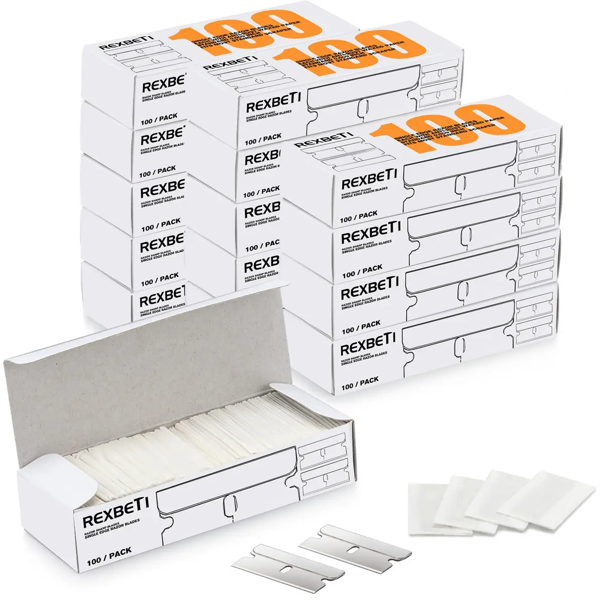 REXBETI 1400-Pack Single Edge Razor Blades | Heavy-Duty Steel for Industrial & Household Use - main product image