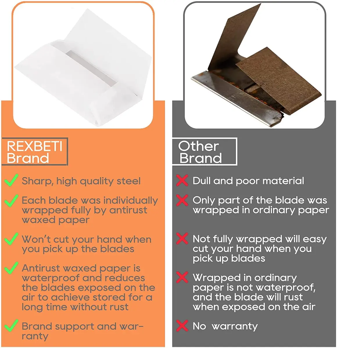 REXBETI 1400-Pack Single Edge Razor Blades | Heavy-Duty Steel for Industrial & Household Use - view 8