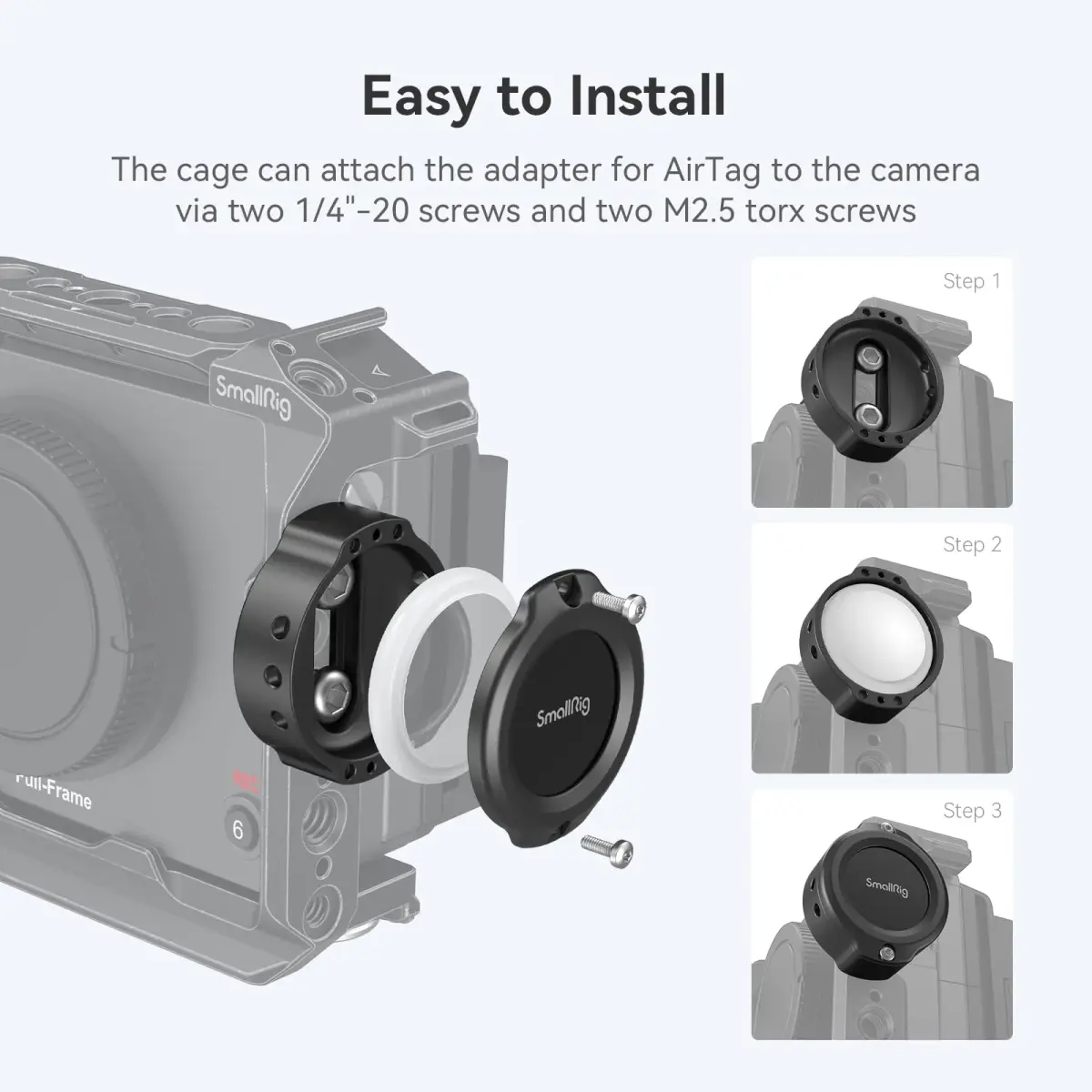 SMALLRIG Cage for AirTag MD4149 with Dual 1/4"-20 Screw | Secure Camera Tracking Mount - view 2