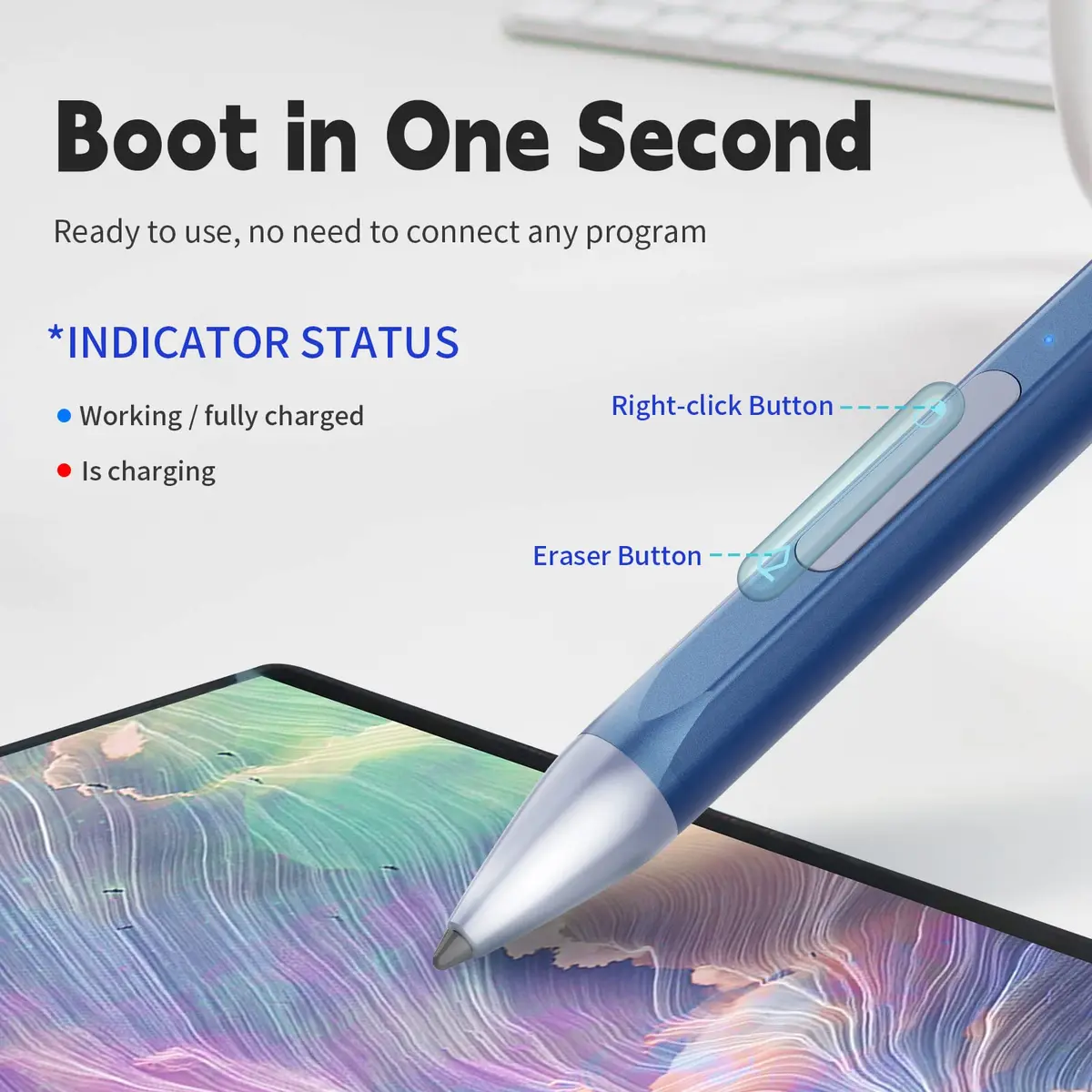 SSS·GRGB Active Stylus Pen for HP Envy x360 & Spectre x360 | Tilt & Pressure Sensitive, Rechargeable, Palm Rejection, Blue - view 5