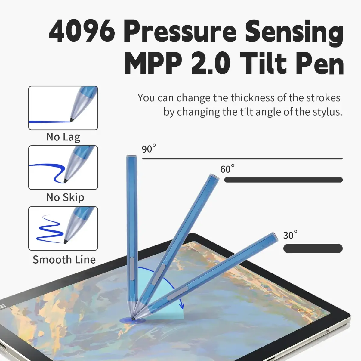 SSS·GRGB Rechargeable Stylus Pen for HP Laptops - Blue U-shaped - view 3