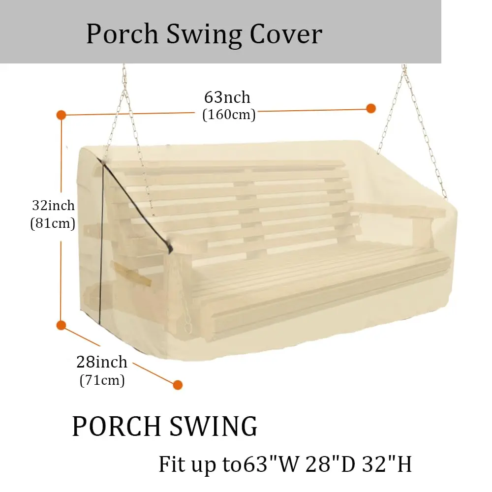 YHINGG 63" x 28" x (32-24)" Beige 600D Oxford Swing Cover | All-Weather Outdoor Furniture Protection - view 2