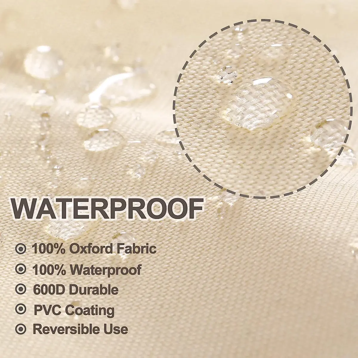 YHINGG 63" x 28" x (32-24)" Beige 600D Oxford Swing Cover | All-Weather Outdoor Furniture Protection - view 4
