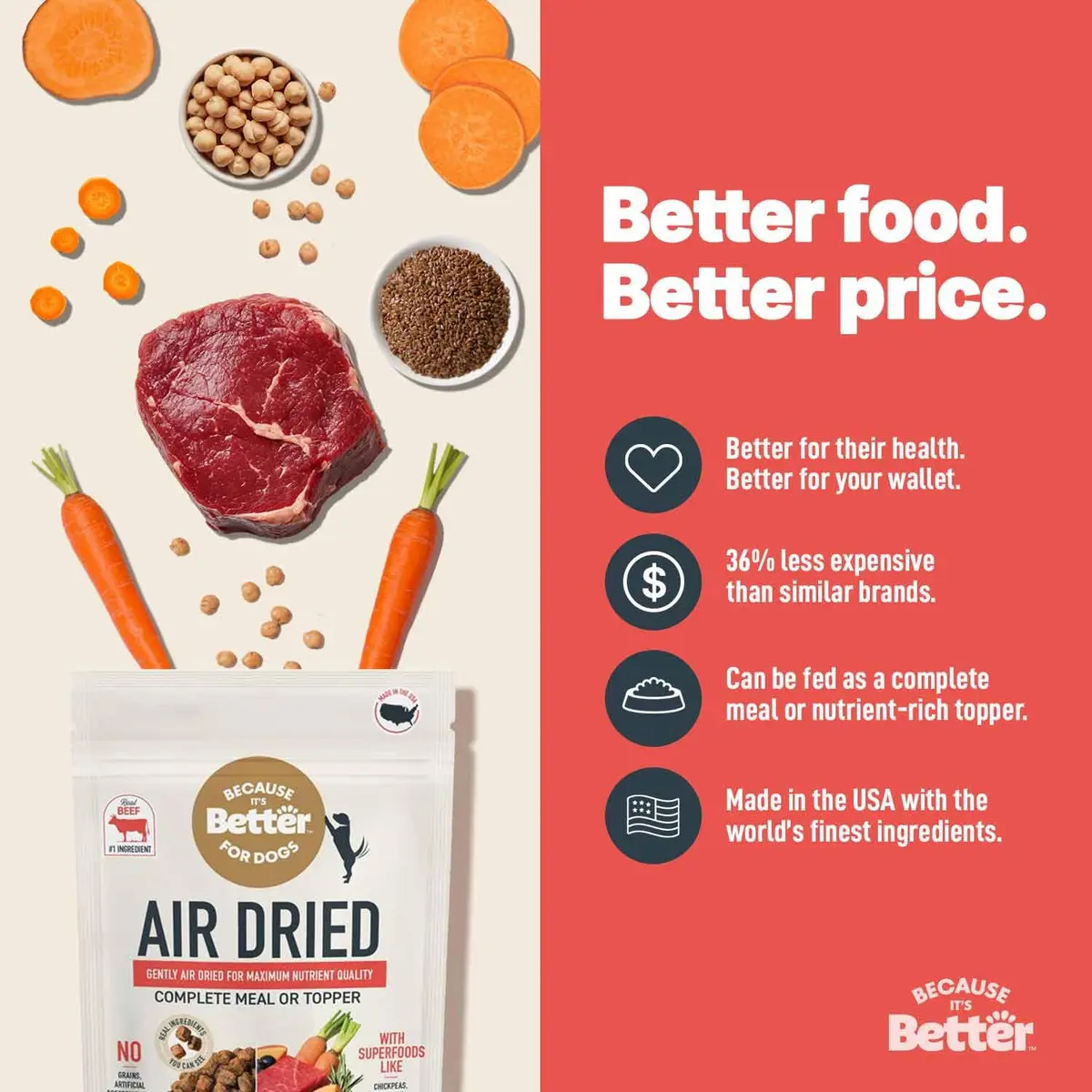 Because it's Better Semi Moist Prime Beef Dog Food 16 oz | Slow Baked & Air Dried for Natural Nutrition - view 7