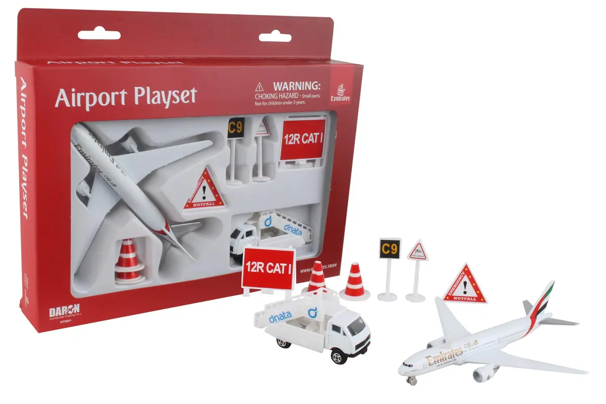 Daron Emirates Airport Playset Airline Toy with Die-Cast Plane | Realistic Aviation Experience for Kids 3+ - main product image
