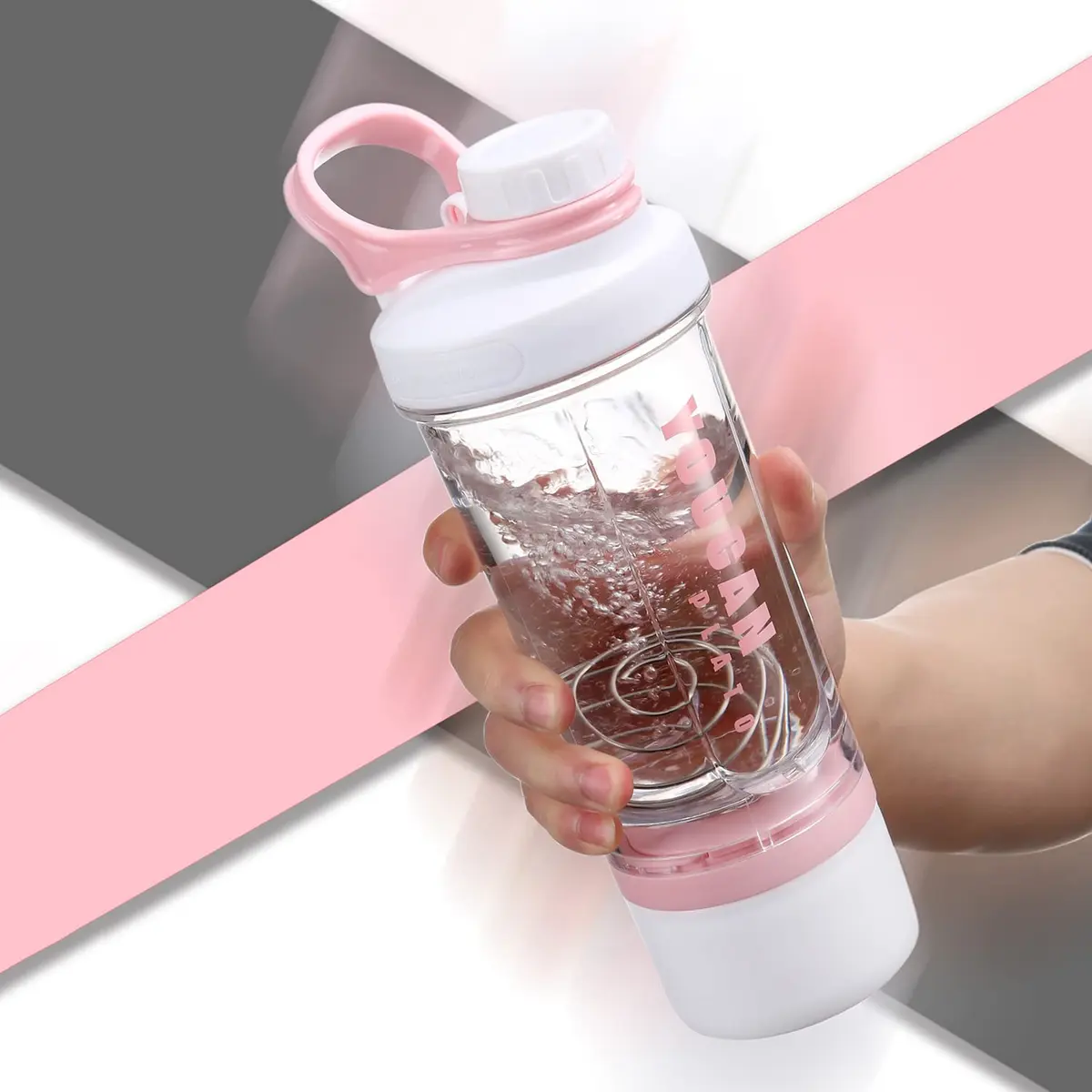 youcanplato 21oz Protein Shaker Bottle with Powder Storage & BPA Free Tritan | Gym Sport Water Bottle - view 4