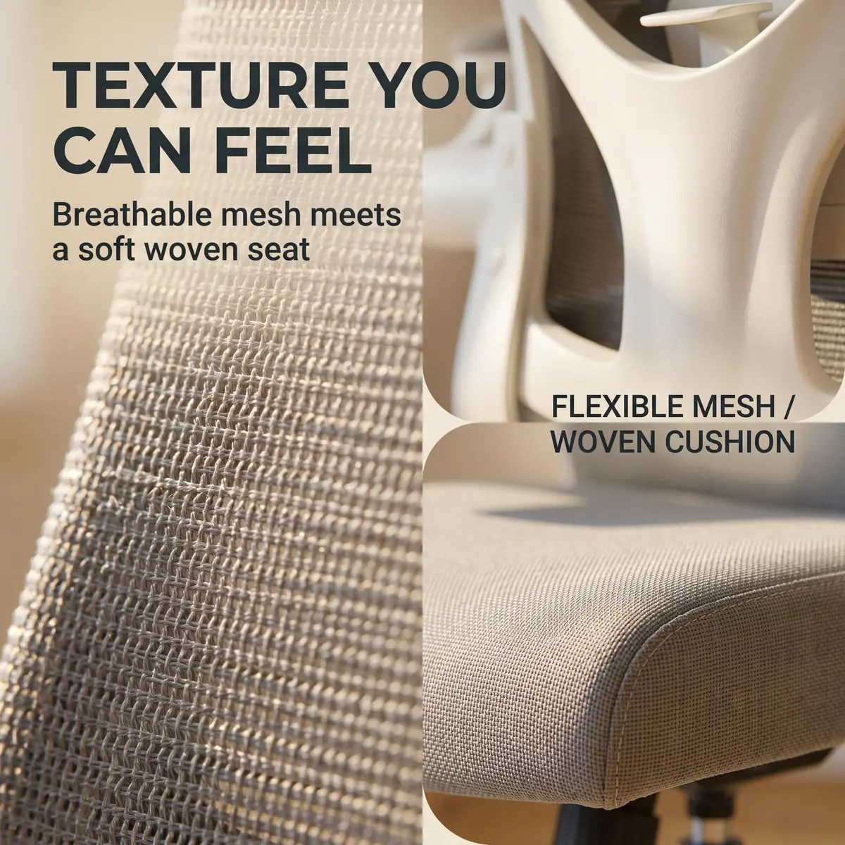 SICHY AGE High Back Mesh Office Desk Chair with Adjustable Lumbar Support & Flip-Up Armrests (Khaki, 20.8in deep, 22in wide, 43in tall) - view 6