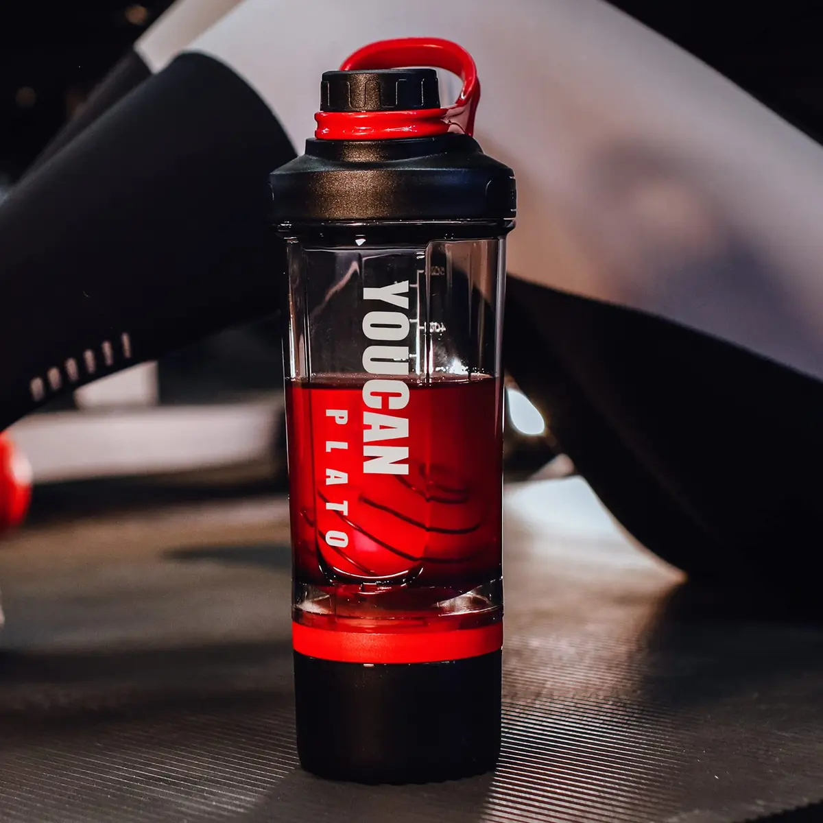 youcanplato 21oz Protein Shaker Bottle with Powder & Pill Storage | BPA Free Tritan, Red - view 6