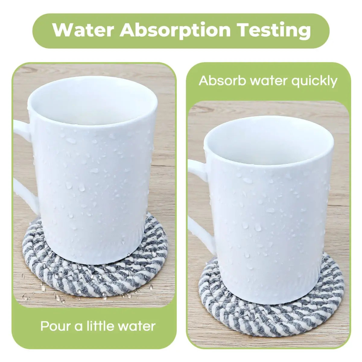 Smgmg Absorbent Cotton Coasters for Drinks (8 Pack, 10.9cm / 4.3 inch) | Protects Tables from Heat & Moisture - view 4