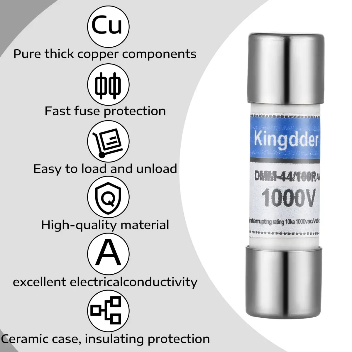 Kingdder Digital Multimeter Fuse DMM-44/100 440MA 1000V Fast Acting Replacement Fuse 10 x 35 mm (20 Pcs) - view 3