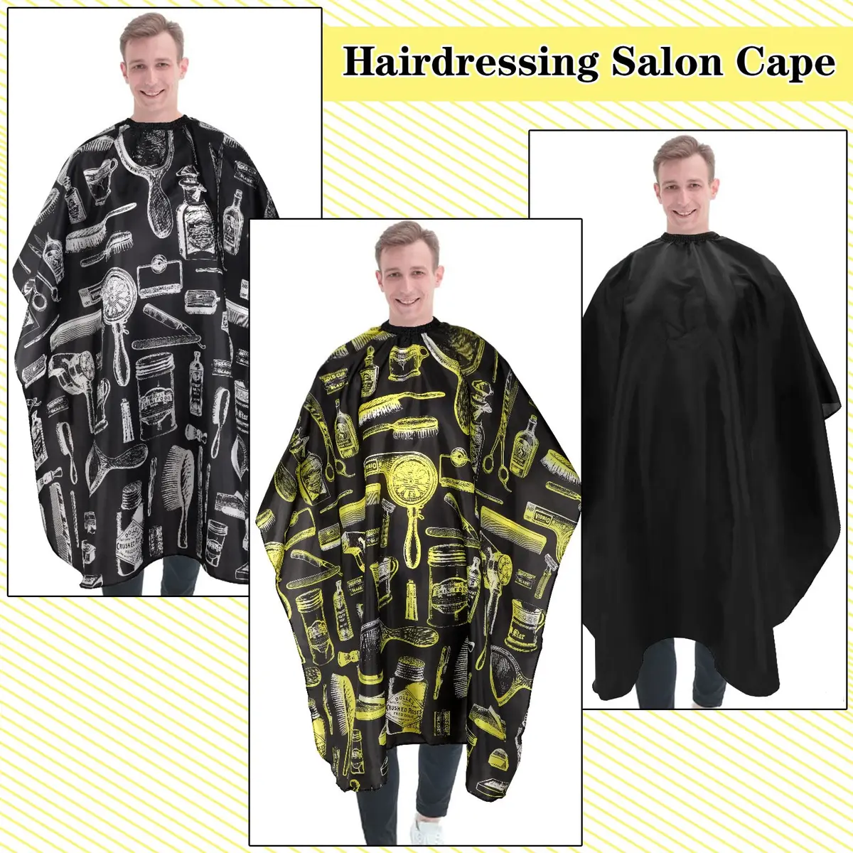 FEBSNOW 3Pcs Professional Barber Salon Hair Cutting Cape for Adults 140cm x 117cm | Water-Repellent Polyester - view 5