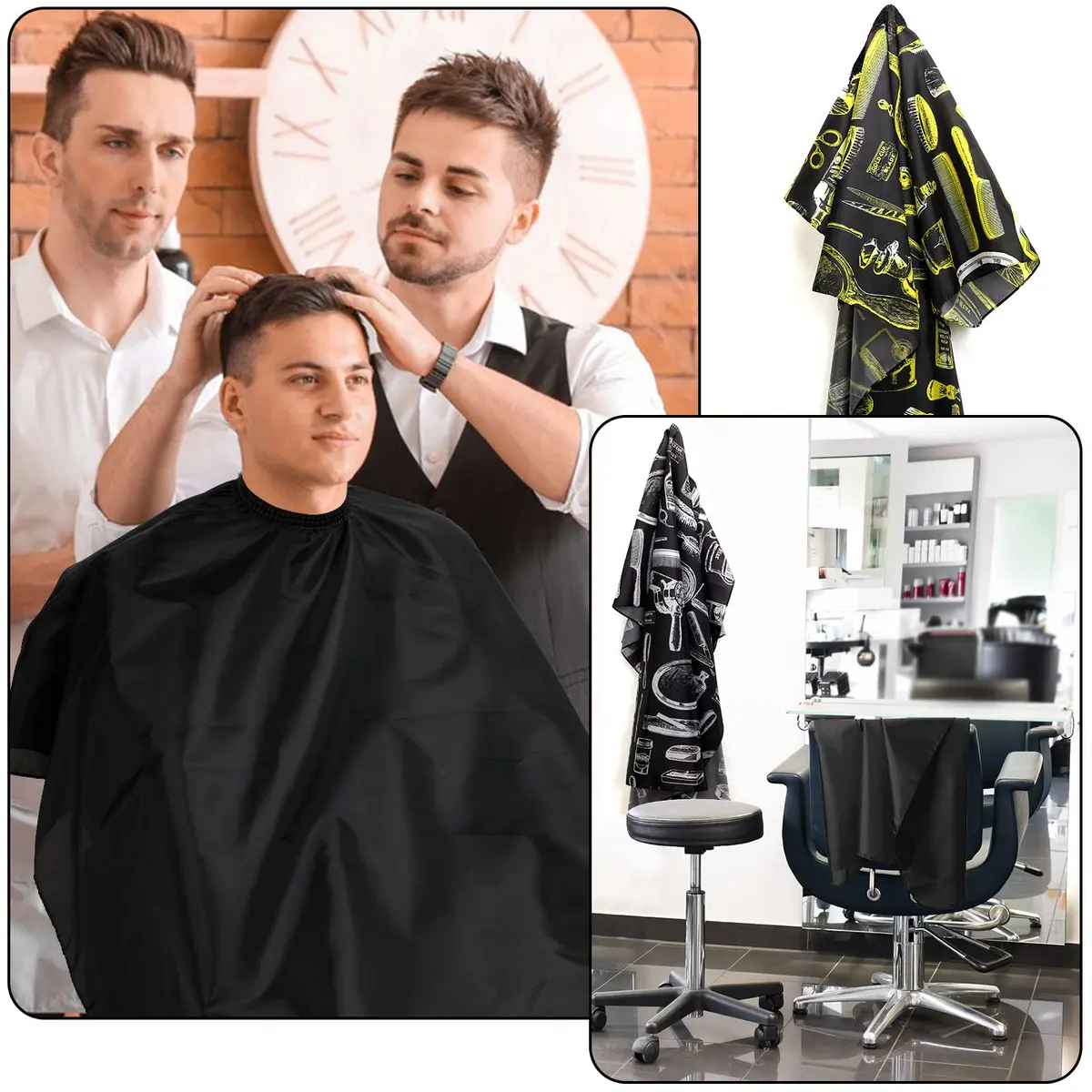 FEBSNOW 3Pcs Professional Barber Salon Hair Cutting Cape for Adults 140cm x 117cm | Water-Repellent Polyester - view 6