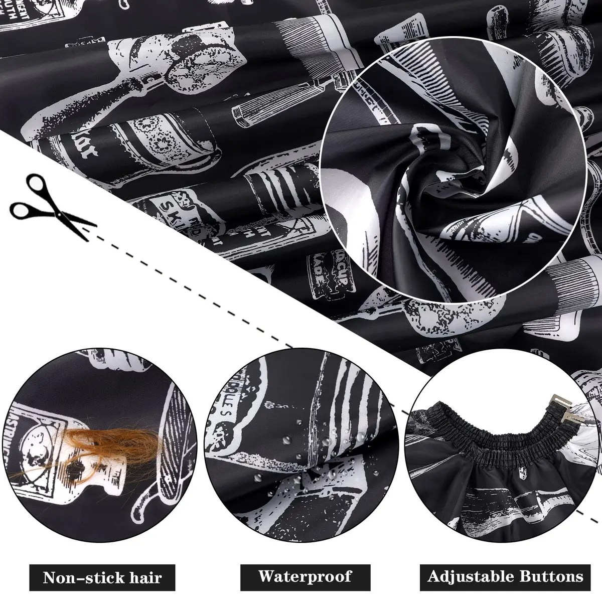 FEBSNOW 3Pcs Professional Barber Salon Hair Cutting Cape for Adults 140cm x 117cm | Water-Repellent Polyester - view 3