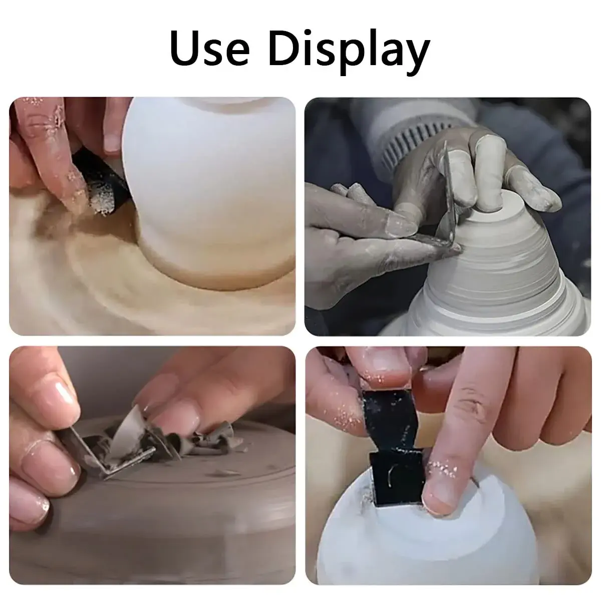 Kukiwhy 4Pcs Pottery Clay Sculpture Carving Tools Set with Rubber Sleeve Handles | Stainless Steel Trimming Knives for Hand-Made Clay Art Craft Modelling - view 7