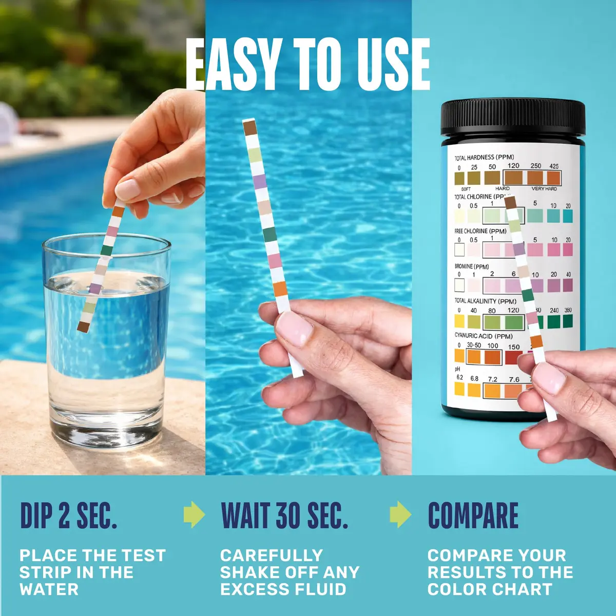 JNW Direct Pool Test Strips 150 Pack | 7-in-1 Water Test for Pools & Spas - view 5