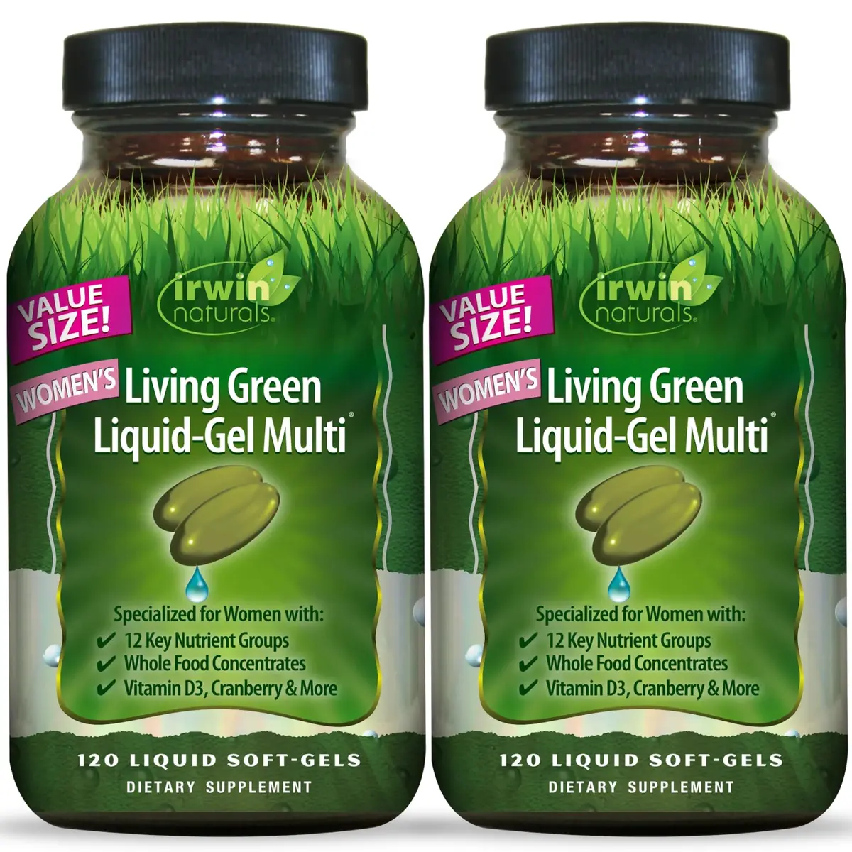 Irwin Naturals Women’s Living Green Liquid-Gel Multivitamins | 120 ct 2-Pack for Women’s Wellness - main product image