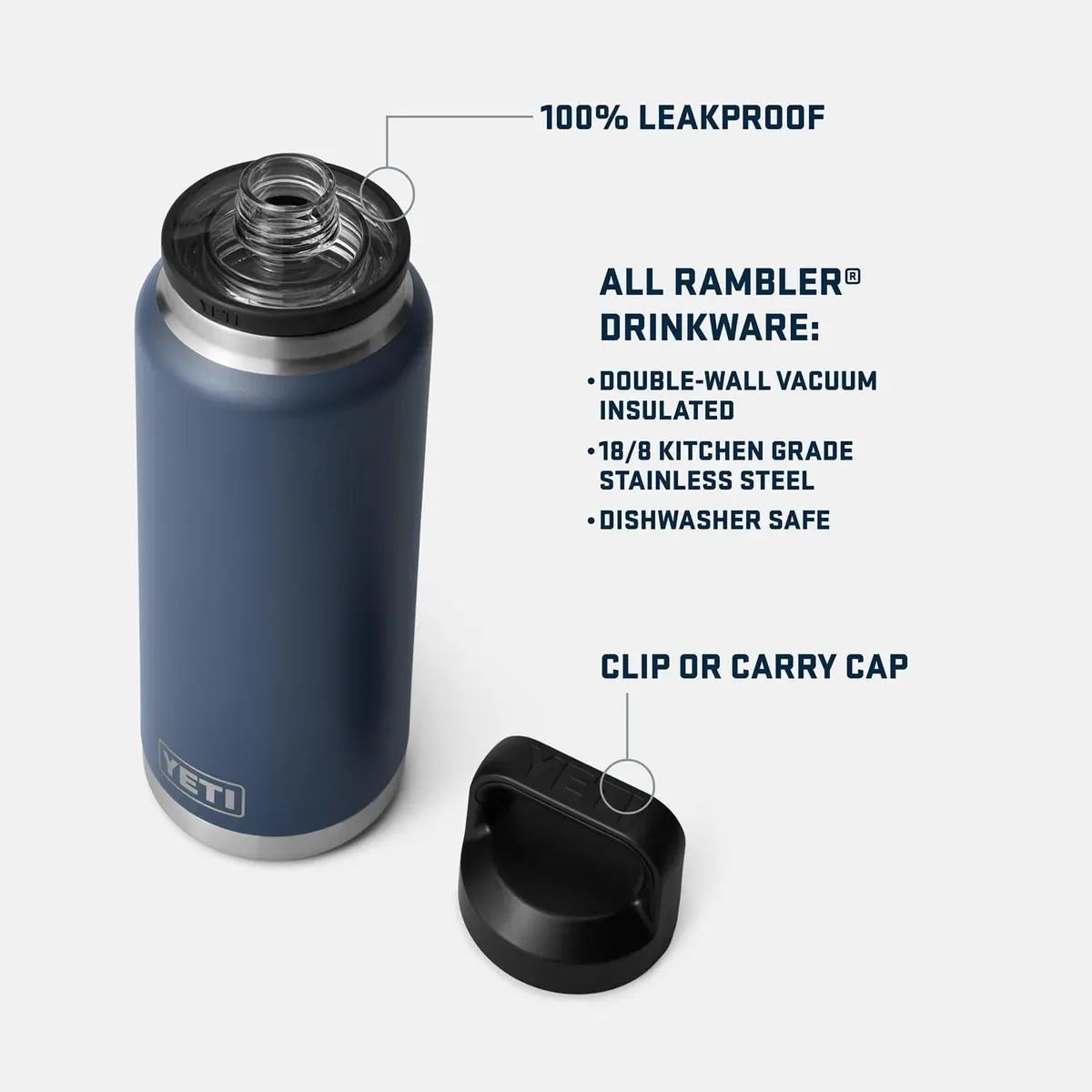 YETI Rambler 36 oz Bottle with Chug Cap, Rescue Red | Vacuum Insulated Stainless Steel Water Bottle (1065ml / 36oz) - view 2