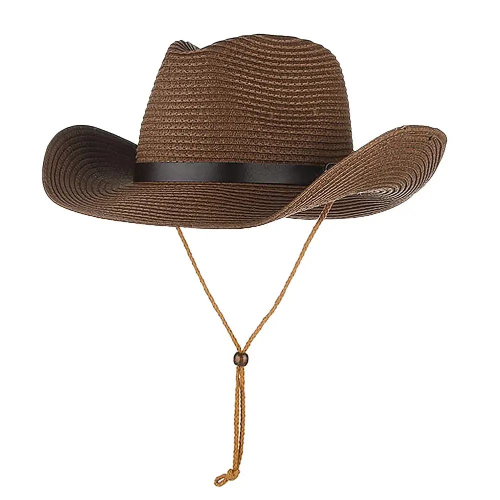 Ibluelover Straw Cowboy Hat for Women Men 58cm (22.8") | Shapeable Wide Brim Fedora Sun Hat - main product image