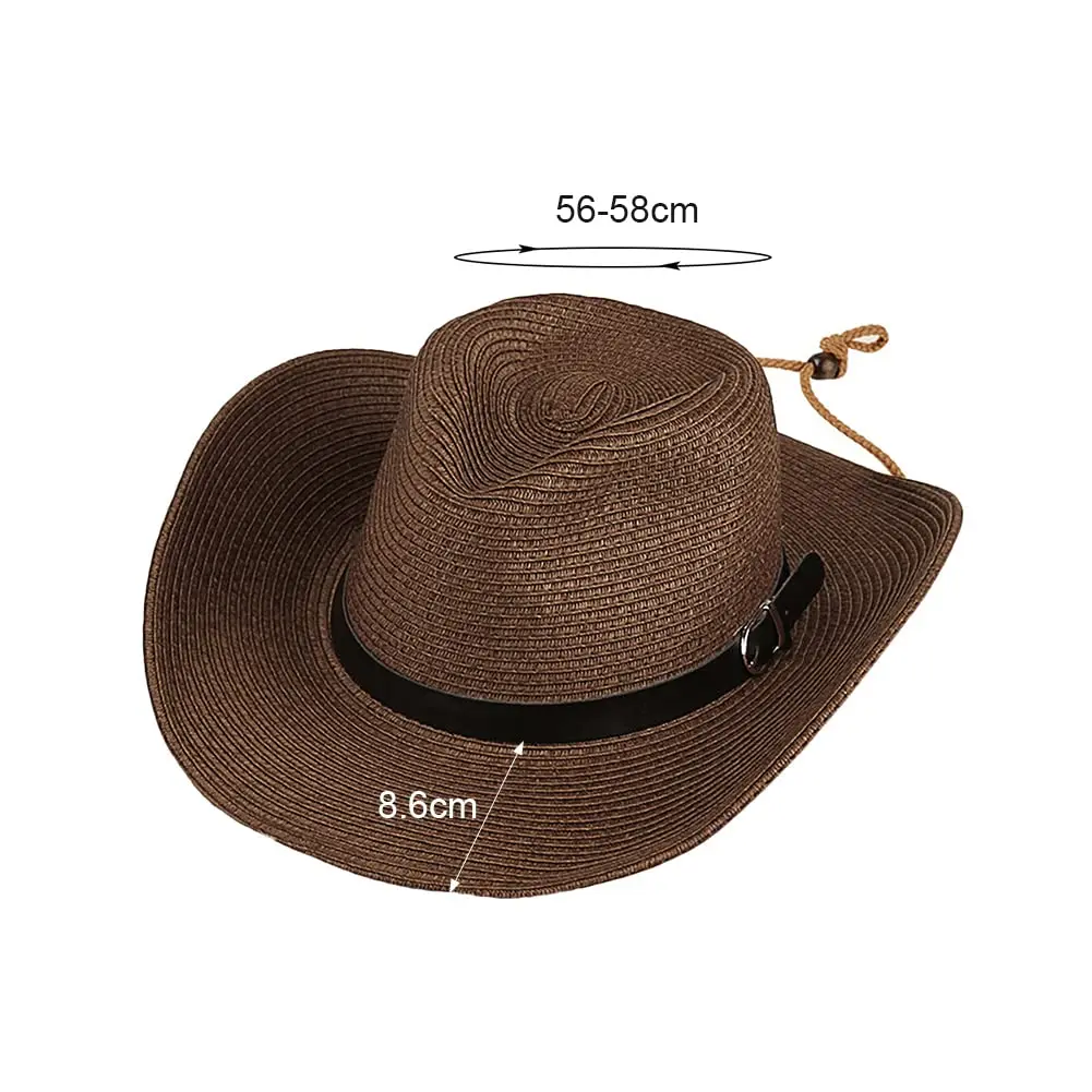 Ibluelover Straw Cowboy Hat for Women Men 58cm (22.8") | Shapeable Wide Brim Fedora Sun Hat - view 2