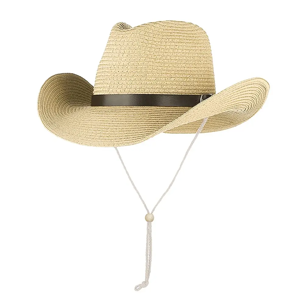 Ibluelover Straw Cowboy Hat for Men & Women | 32cm (12.6'') Diameter, Beige - main product image