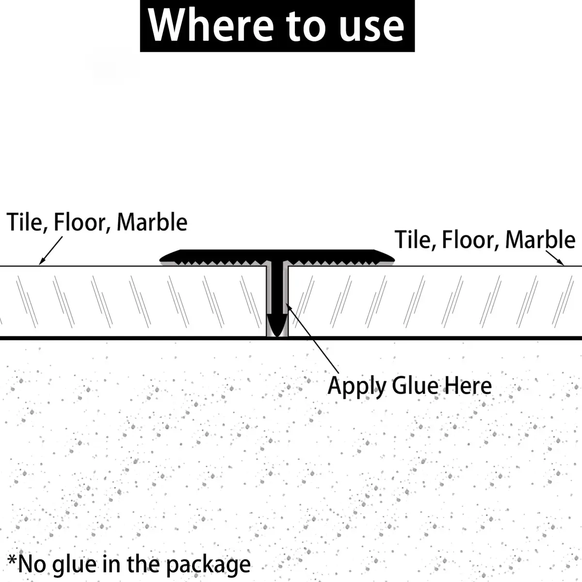 Trimold Aluminum T Molding Floor Transition Strip 2.9Ft Matte Black | Seamless Floor Gap Bridging - view 5