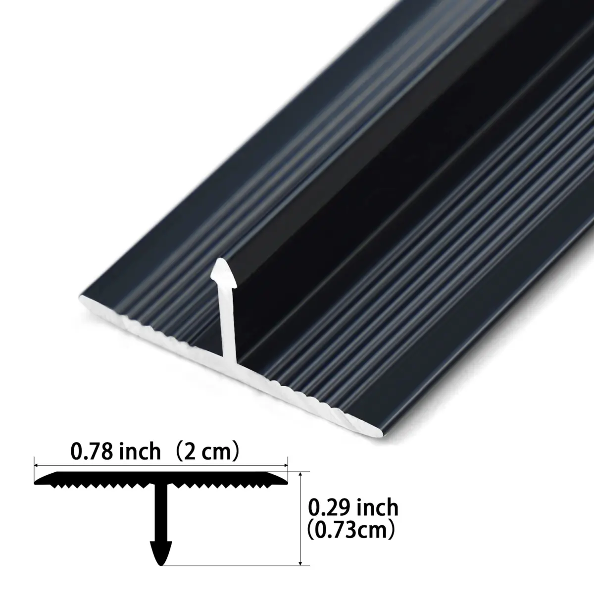 Trimold Aluminum T Molding Floor Transition Strip 2.9Ft Matte Black | Seamless Floor Gap Bridging - view 2