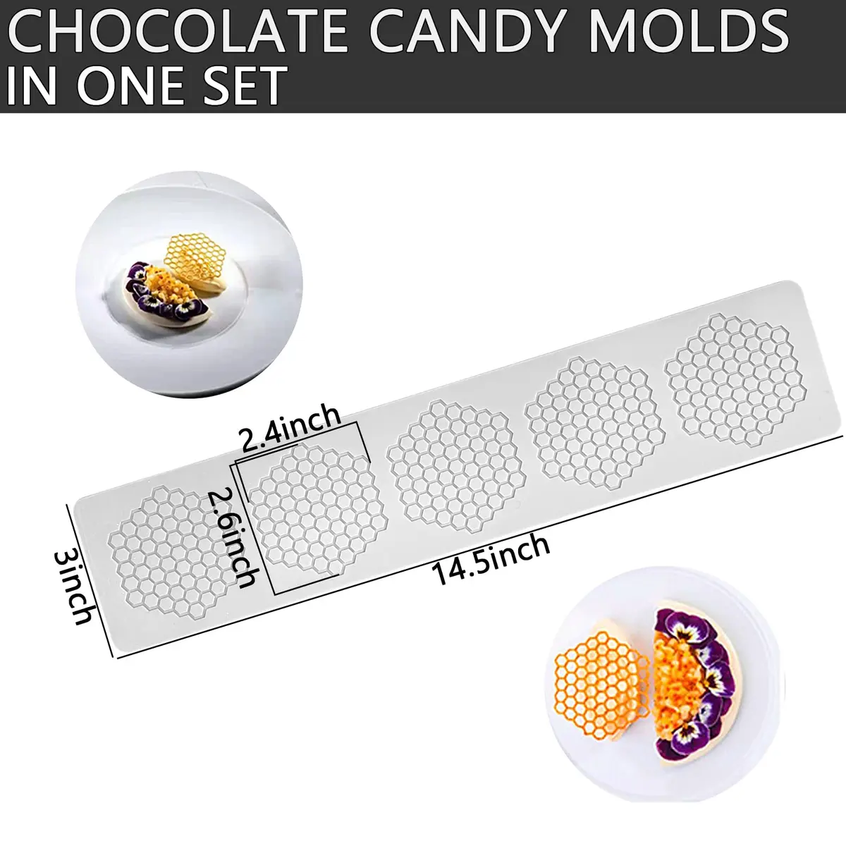 QLINLEAF Hollow Honeycomb Silicone Candy Mold | 3D Chocolate & Cake Decorating Mould - view 3