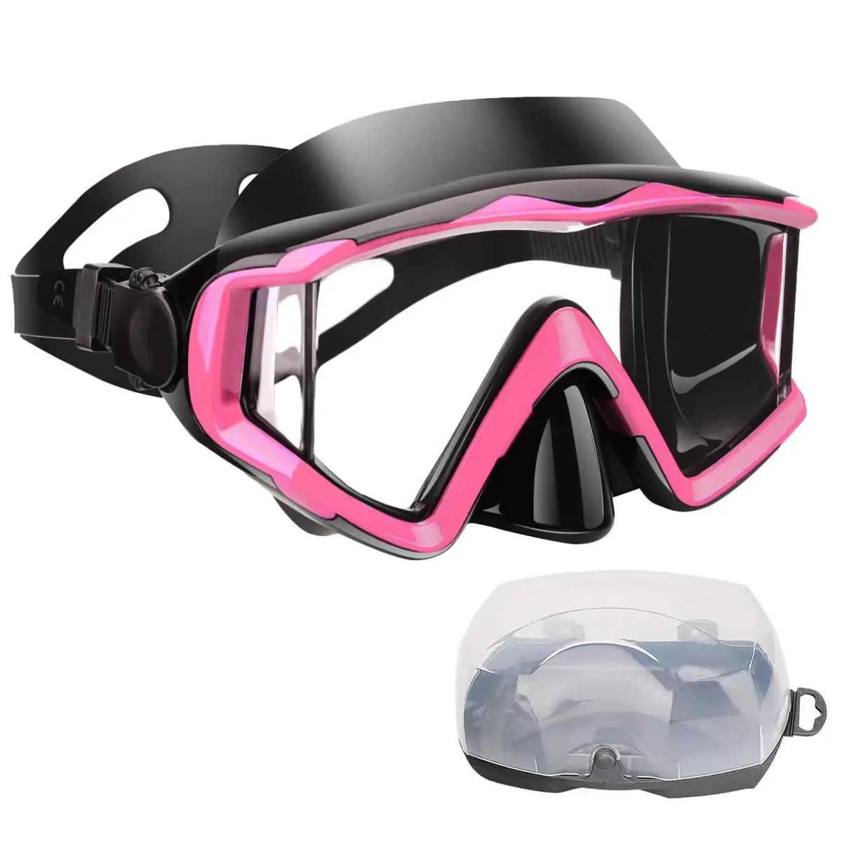 AQUA A DIVE SPORTS Pink Adult Single Lens Diving Mask | 180° Wide View Anti-Fog - main product image