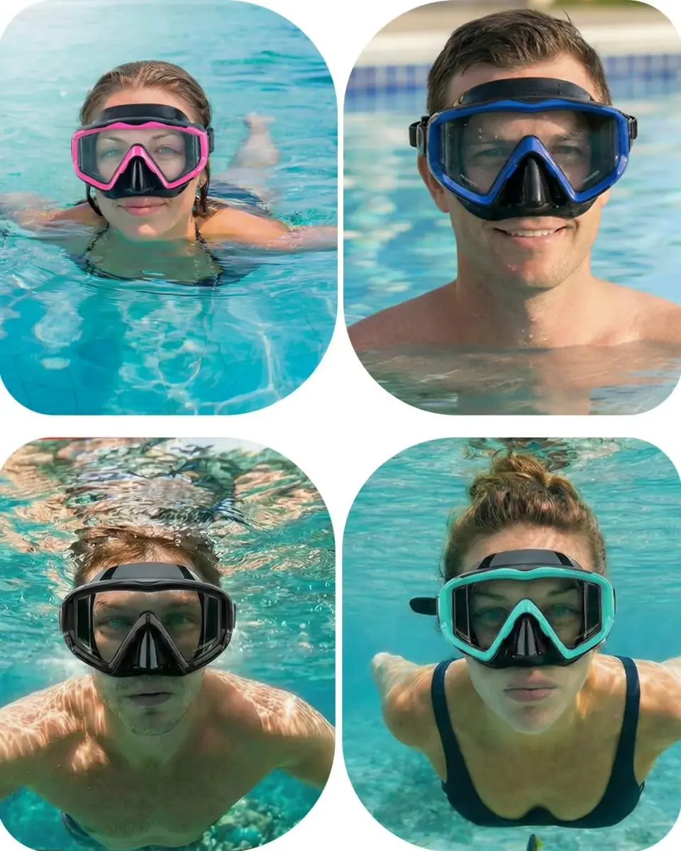 AQUA A DIVE SPORTS Blue Single Lens Diving Mask | 180° Wide View Anti-Fog - view 6