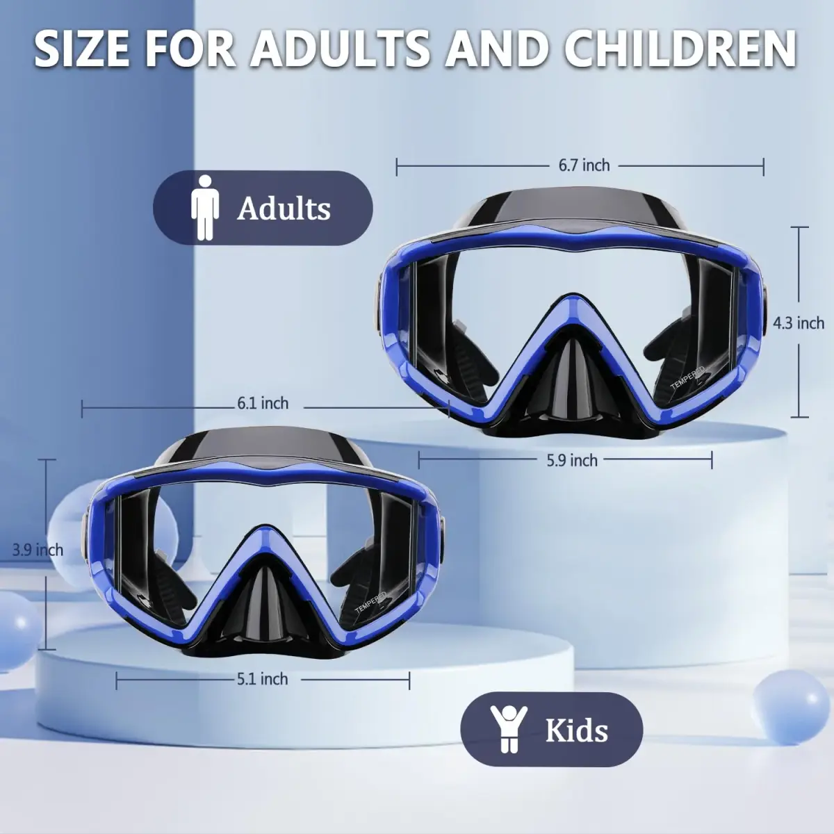 AQUA A DIVE SPORTS Blue Single Lens Diving Mask | 180° Wide View Anti-Fog - view 7