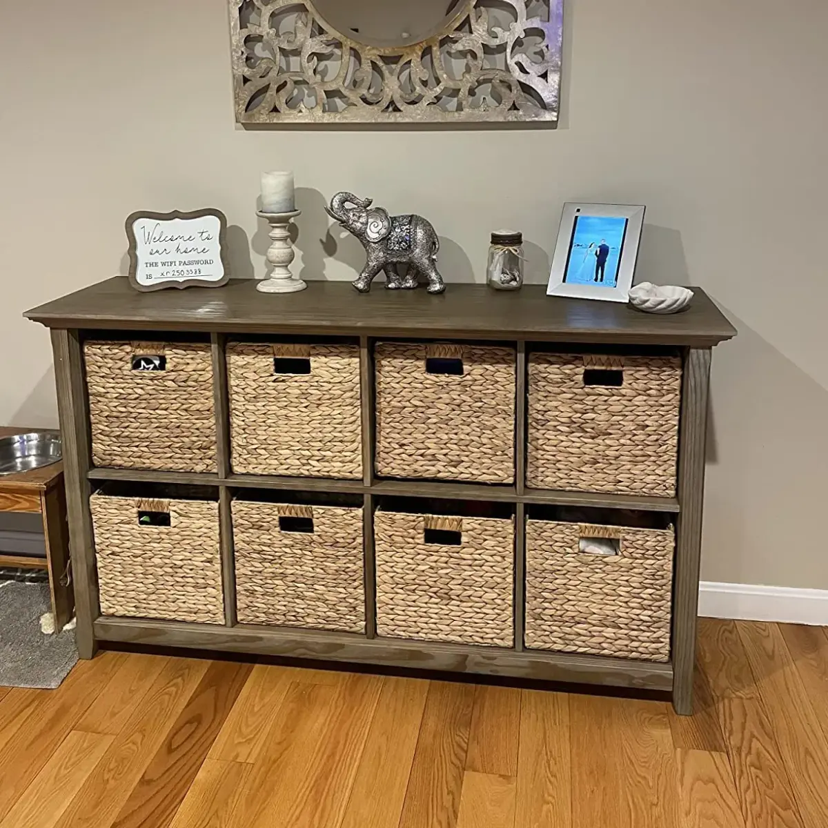 M4DECOR Wicker Storage Baskets 26.7cm (10.5in) | Natural Water Hyacinth Cube Bins for Shelves & Closets (2-Pack) - view 11