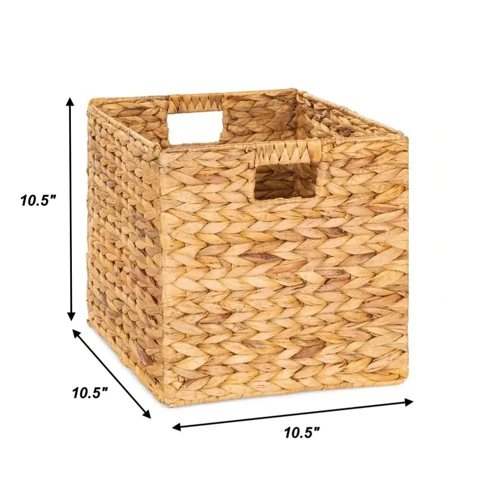 M4DECOR Wicker Storage Baskets 26.7cm (10.5in) | Natural Water Hyacinth Cube Bins for Shelves & Closets (2-Pack) - view 2