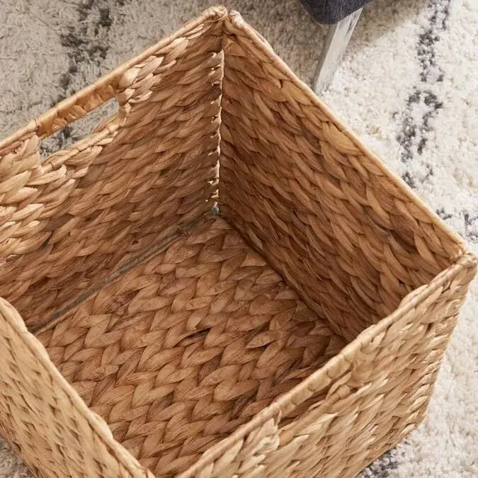 M4DECOR Wicker Storage Baskets 26.7cm (10.5in) | Natural Water Hyacinth Cube Bins for Shelves & Closets (2-Pack) - view 5