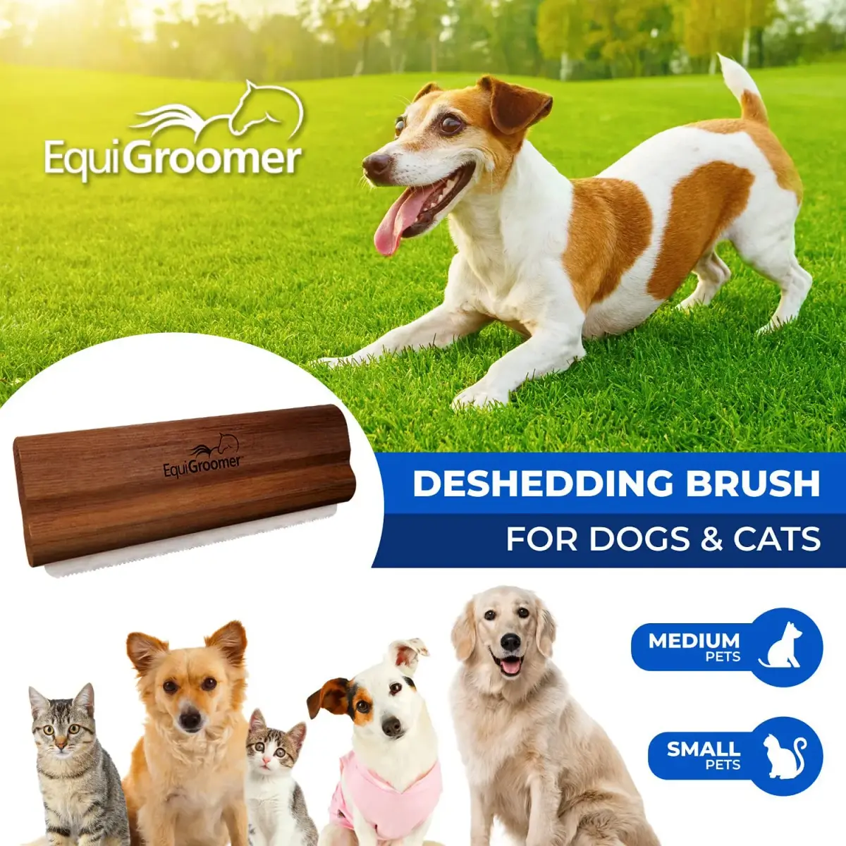 EquiGroomer 5-Inch Undercoat Deshedding Brush for Dogs & Cats, Mahogany | Removes Loose Fur & Undercoat - view 2
